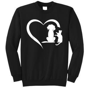 Dog Puppy And Baby Cat Heart Animal Dog & Cat Heart Sweatshirt