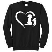 Dog Puppy And Baby Cat Heart Animal Dog & Cat Heart Sweatshirt