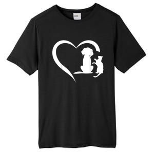 Dog Puppy And Baby Cat Heart Animal Dog & Cat Heart Tall Fusion ChromaSoft Performance T-Shirt