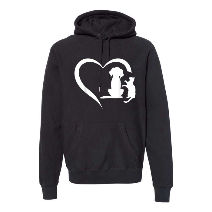 Dog Puppy And Baby Cat Heart Animal Dog & Cat Heart Premium Hoodie