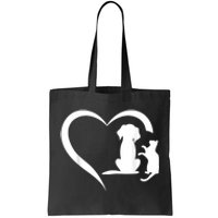 Dog Puppy And Baby Cat Heart Animal Dog & Cat Heart Tote Bag