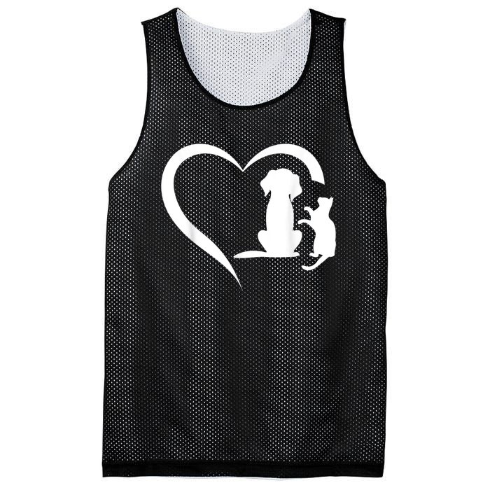 Dog Puppy And Baby Cat Heart Animal Dog & Cat Heart Mesh Reversible Basketball Jersey Tank