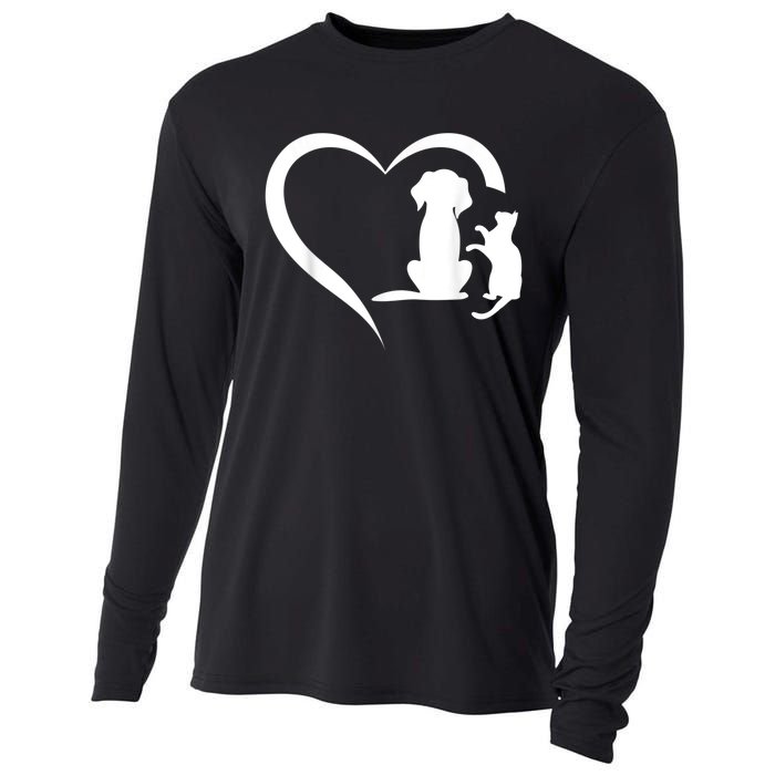 Dog Puppy And Baby Cat Heart Animal Dog & Cat Heart Cooling Performance Long Sleeve Crew