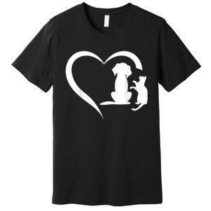 Dog Puppy And Baby Cat Heart Animal Dog & Cat Heart Premium T-Shirt