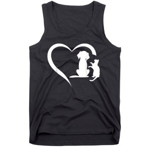 Dog Puppy And Baby Cat Heart Animal Dog & Cat Heart Tank Top