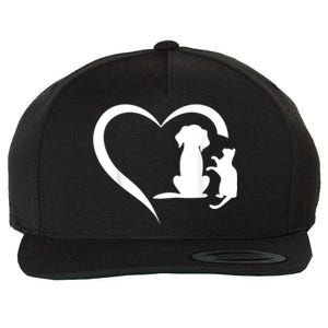 Dog Puppy And Baby Cat Heart Animal Dog & Cat Heart Wool Snapback Cap