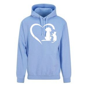 Dog Puppy And Baby Cat Heart Animal Dog & Cat Heart Unisex Surf Hoodie