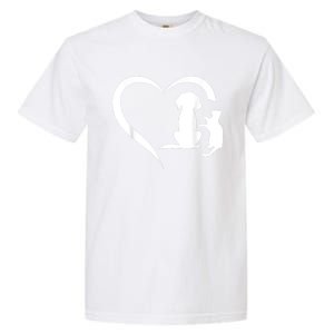 Dog Puppy And Baby Cat Heart Animal Dog & Cat Heart Garment-Dyed Heavyweight T-Shirt