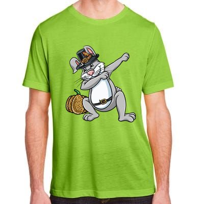 Dabbing Pilgrim Bunny Thanksgiving Gift Adult ChromaSoft Performance T-Shirt