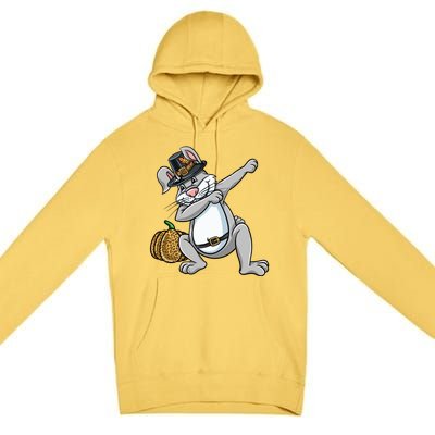 Dabbing Pilgrim Bunny Thanksgiving Gift Premium Pullover Hoodie