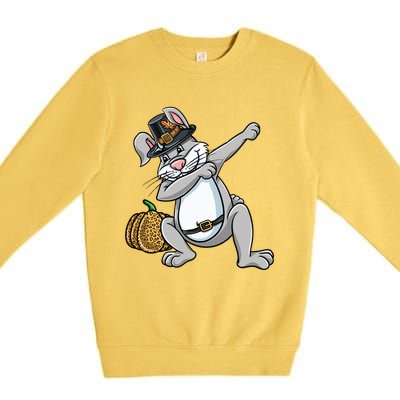 Dabbing Pilgrim Bunny Thanksgiving Gift Premium Crewneck Sweatshirt