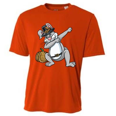 Dabbing Pilgrim Bunny Thanksgiving Gift Cooling Performance Crew T-Shirt