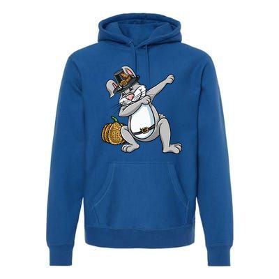 Dabbing Pilgrim Bunny Thanksgiving Gift Premium Hoodie