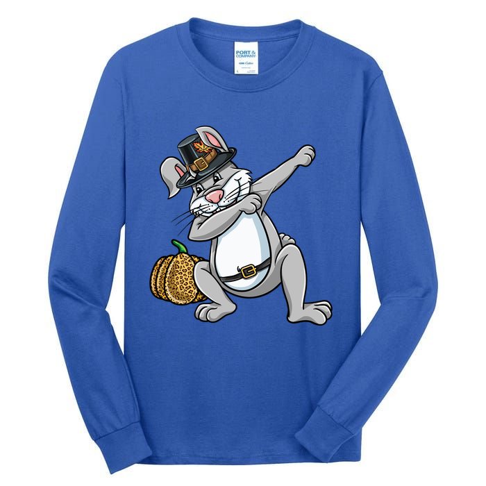 Dabbing Pilgrim Bunny Thanksgiving Gift Tall Long Sleeve T-Shirt