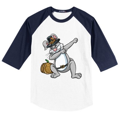 Dabbing Pilgrim Bunny Thanksgiving Gift Baseball Sleeve Shirt