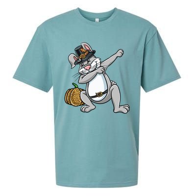 Dabbing Pilgrim Bunny Thanksgiving Gift Sueded Cloud Jersey T-Shirt