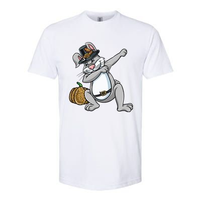 Dabbing Pilgrim Bunny Thanksgiving Gift Softstyle CVC T-Shirt