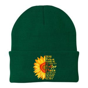 Dear Person Behind Me The World Is A Better Place Sunflower Knit Cap Winter Beanie