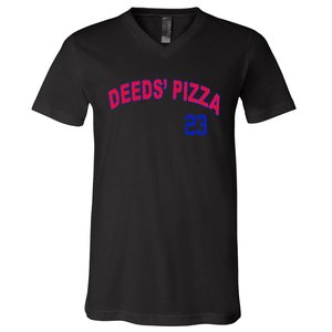 Deeds Pizza Baseball V-Neck T-Shirt