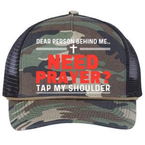 Dear Person Behind Me Need Prayer Tap My Shoulder Retro Rope Trucker Hat Cap