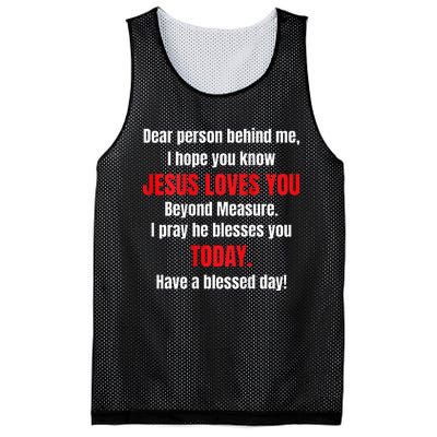 Dear Person Behind Me I Hope You Know Jesus Loves You Mesh Reversible Basketball Jersey Tank