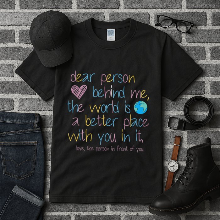 Dear Person Behind Me The World Is A Better Place With You Tall T-Shirt