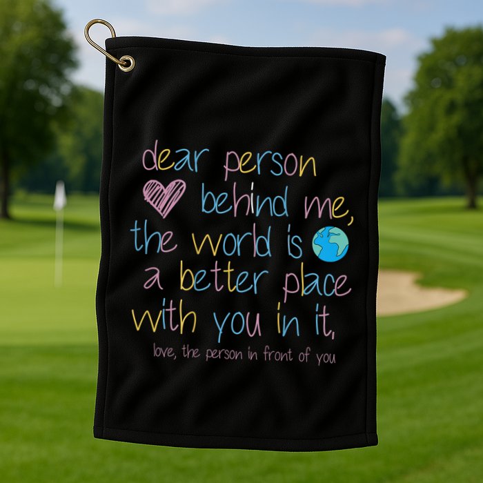 Dear Person Behind Me The World Is A Better Place With You Golf Towel