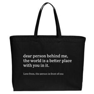 Dear Person Behind Me Personalised Be Kind Message Cotton Canvas Jumbo Tote