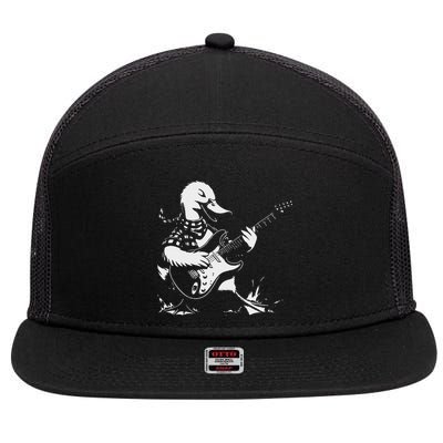 Duck Playing Bass Guitar For Animal Playing Guitar 7 Panel Mesh Trucker Snapback Hat
