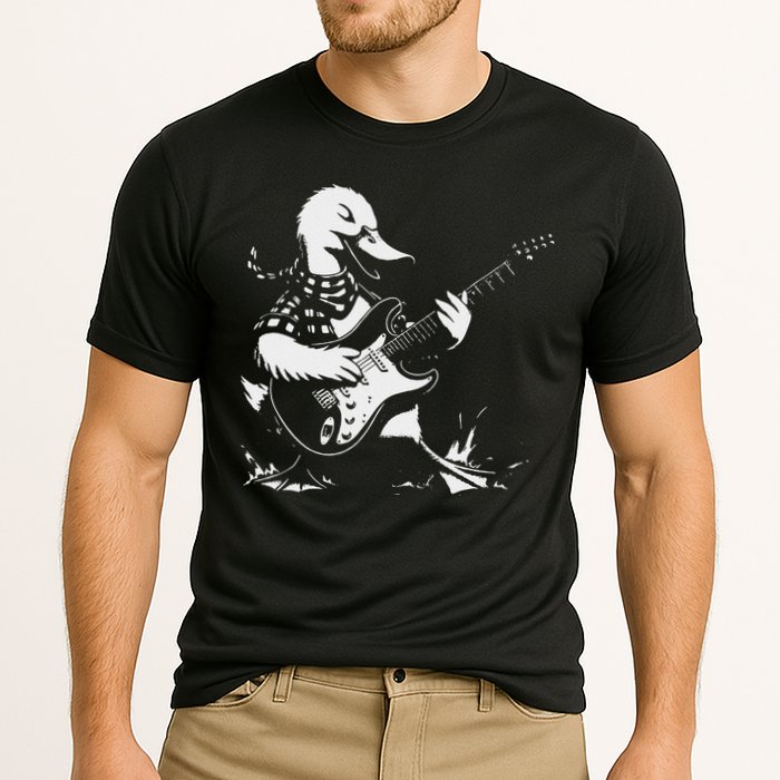 Duck Playing Bass Guitar For Animal Playing Guitar Cooling Performance Crew T-Shirt