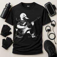 Duck Playing Bass Guitar For Animal Playing Guitar Cooling Performance Crew T-Shirt