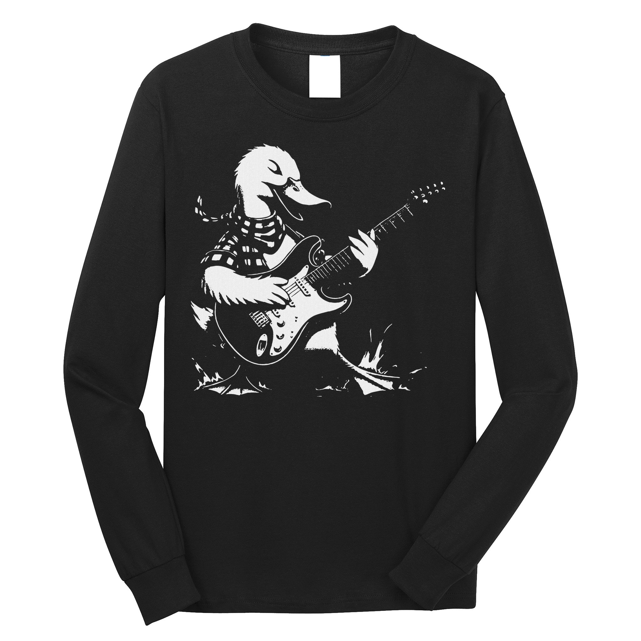 Duck Playing Bass Guitar For Animal Playing Guitar Long Sleeve Shirt