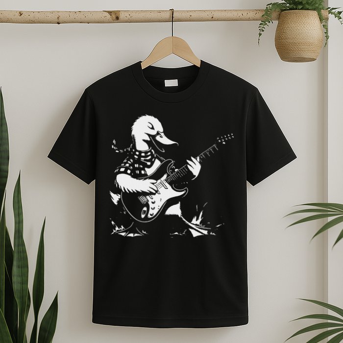 Duck Playing Bass Guitar For Animal Playing Guitar T-Shirt