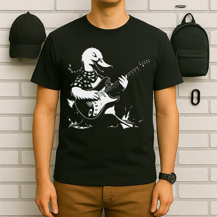 Duck Playing Bass Guitar For Animal Playing Guitar T-Shirt