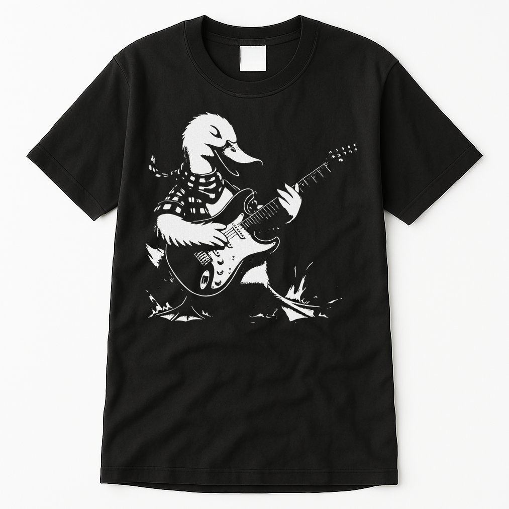 Duck Playing Bass Guitar For Animal Playing Guitar Tall T-Shirt