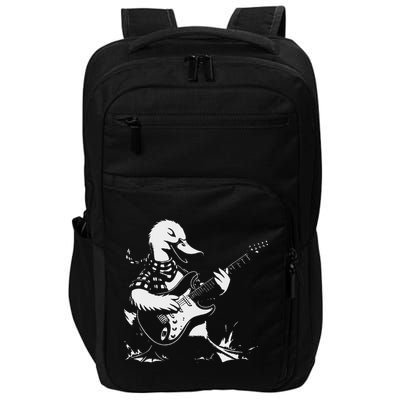 Duck Playing Bass Guitar For Animal Playing Guitar Impact Tech Backpack