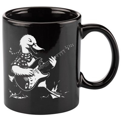 Duck Playing Bass Guitar For Animal Playing Guitar 11oz C Handle Ceramic Mug