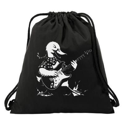 Duck Playing Bass Guitar For Animal Playing Guitar Drawstring Bag