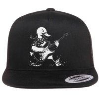 Duck Playing Bass Guitar For Animal Playing Guitar Flat Bill Trucker Hat