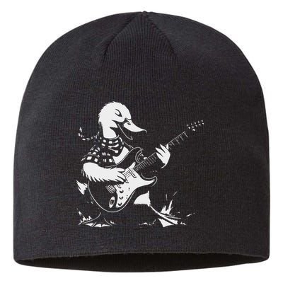 Duck Playing Bass Guitar For Animal Playing Guitar Sustainable Beanie
