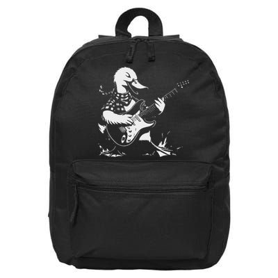 Duck Playing Bass Guitar For Animal Playing Guitar 16 in Basic Backpack