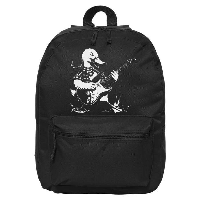 Duck Playing Bass Guitar For Animal Playing Guitar 16 in Basic Backpack
