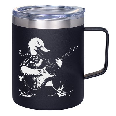 Duck Playing Bass Guitar For Animal Playing Guitar 12oz Stainless Steel Coffee Mug