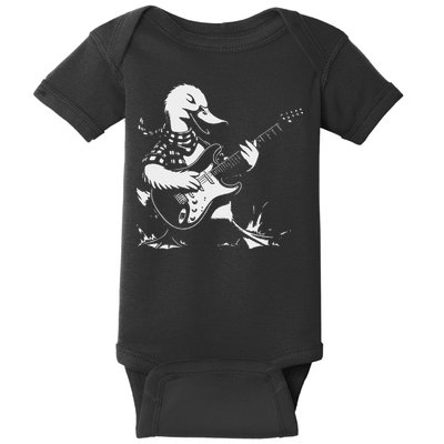 Duck Playing Bass Guitar For Animal Playing Guitar Baby Bodysuit