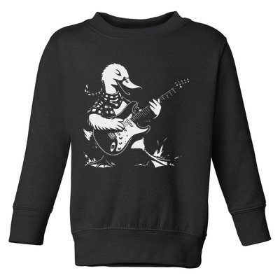Duck Playing Bass Guitar For Animal Playing Guitar Toddler Sweatshirt