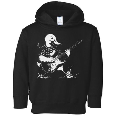 Duck Playing Bass Guitar For Animal Playing Guitar Toddler Hoodie