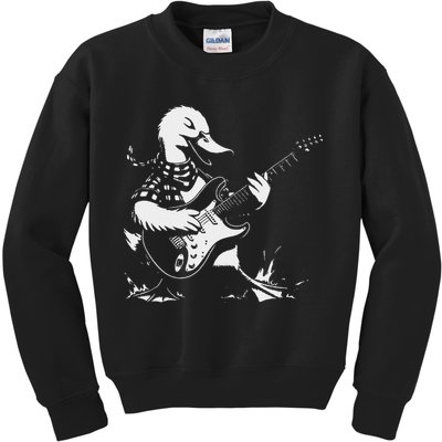 Duck Playing Bass Guitar For Animal Playing Guitar Kids Sweatshirt