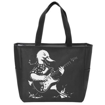 Duck Playing Bass Guitar For Animal Playing Guitar Zip Tote Bag