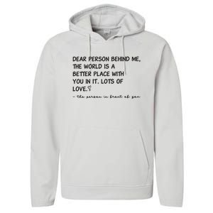 Dear Person Behind Me Aesthetic Be Kind Performance Fleece Hoodie