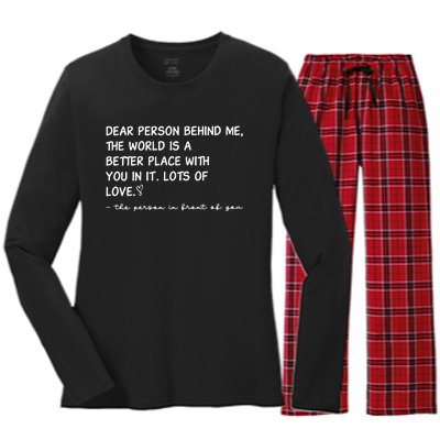 Dear Person Behind Me Aesthetic Be Kind Women's Long Sleeve Flannel Pajama Set 